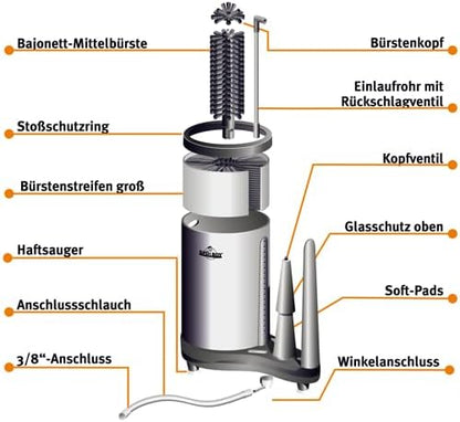 Glazenwasapparaat – Glazenspoeler – Glasreiniger – Handglaswasser – Telescopisch Glazenreiniger – Waterbesparend – Hygiënisch zonder Chemicaliën