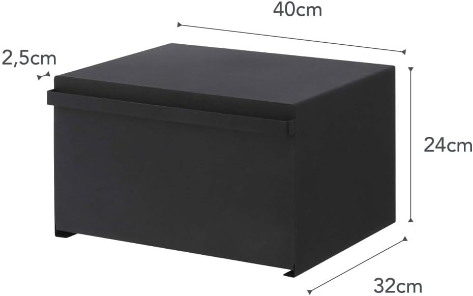 Yamazaki 4353 TOWER Bread Case, black, Steel, 40 x 34.5 x 24 cm