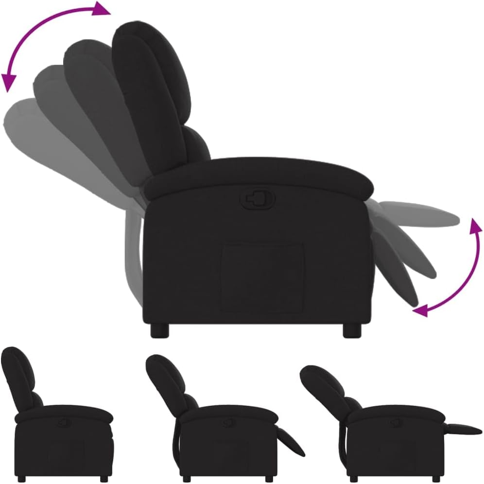 Verstelbare Fauteuil – Relaxstoel – Recliner – Tv Stoel – Lounge Stoel – Zwart – Handmatige Ligfunctie – Comfortabele Stoffering