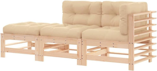 vidaXL 3-piece Lounge set with cushions solid wood - QUORE