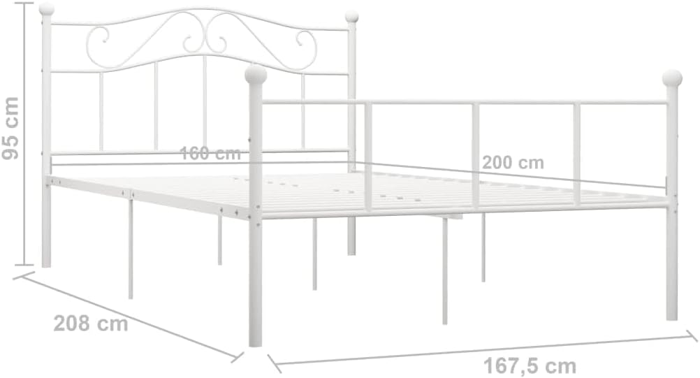 vidaXL Bedframe metaal wit 160x200 cm