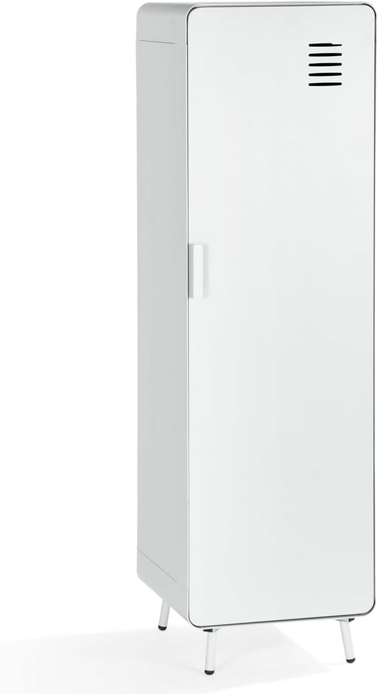 MEUBLE COSY Hoge kast voor woonkamer, kast, commode, slaapkamer, kantoorkast met deuren en planken, industrieel, metaal, wit, 40 x 40 x 137 cm