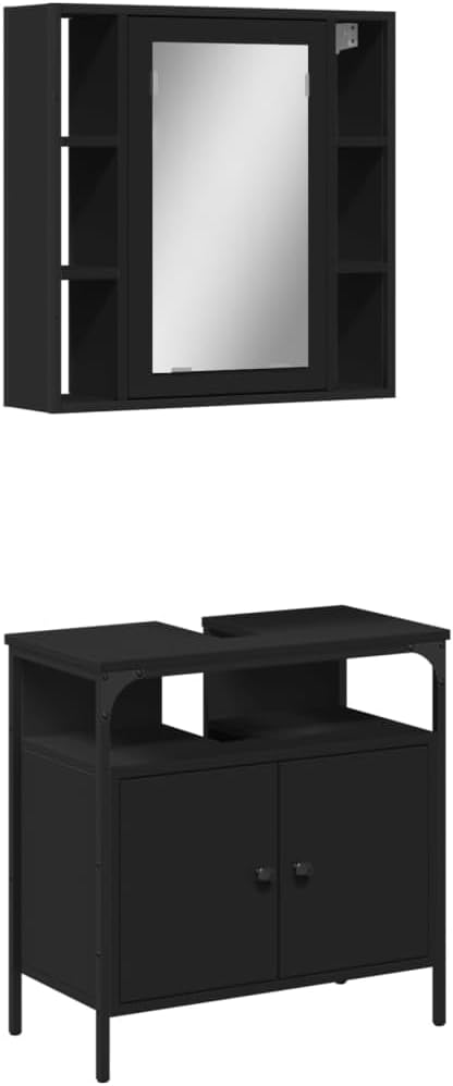 vidaXL 2-piece Bathroom furniture set wood black