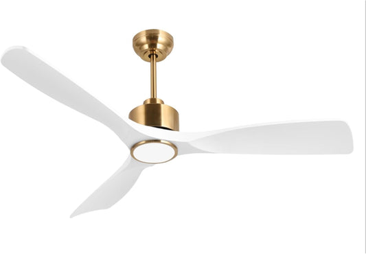 OFANTOP 132 cm platte plafondventilator met afstandsbediening en dimbaar licht, stille DC-motor, slaaptimer, stijlvol wit-goud