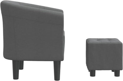 Fauteuil – Zetel – Lounge Stoel – Relaxstoel – Armstoel – Verstelbare Fauteuil Met Voetenbank – Donkergrijze Polyester Bekleding – Stevig Multiplex En Dennenhouten Frame