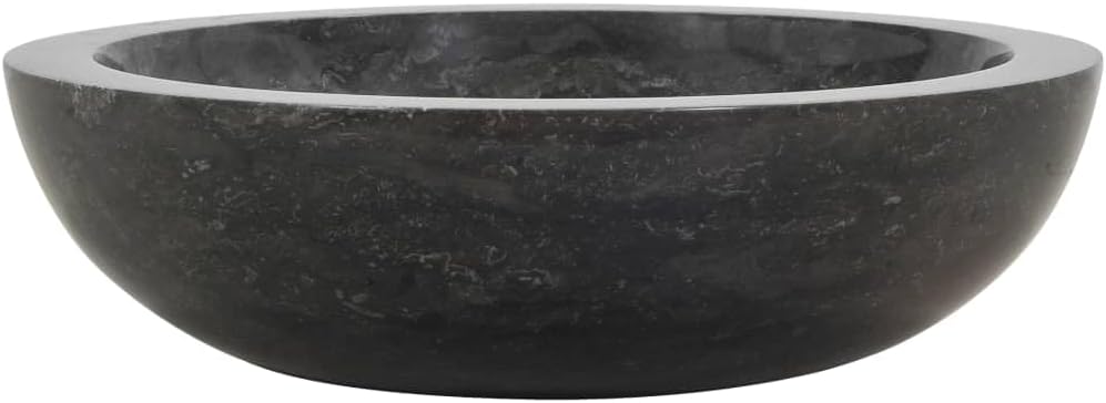 Wastafel – Wasbak – Fontein – Opzetwastafel – Zwarte Marmeren Wastafel – Handgemaakt Marmer – Diameter 40 cm – Hoogte 12 cm