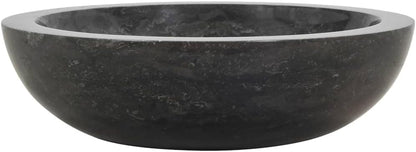 Wastafel – Wasbak – Fontein – Opzetwastafel – Zwarte Marmeren Wastafel – Handgemaakt Marmer – Diameter 40 cm – Hoogte 12 cm