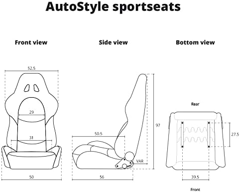 AutoStyle Sportstoel 'MR' - Zwart Kunstleder + Zwart Pine textiel - Dubbelzijdig verstelbare rugleuning - incl. sledes