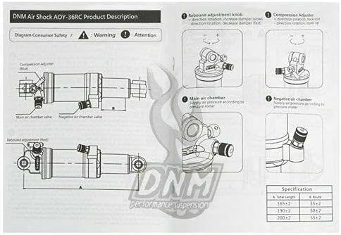 DNM AOY-36RC Mountain Bike Air Rear Shock met Lockout 165 x 35 mm 4-systeem, goud, ST1475-T