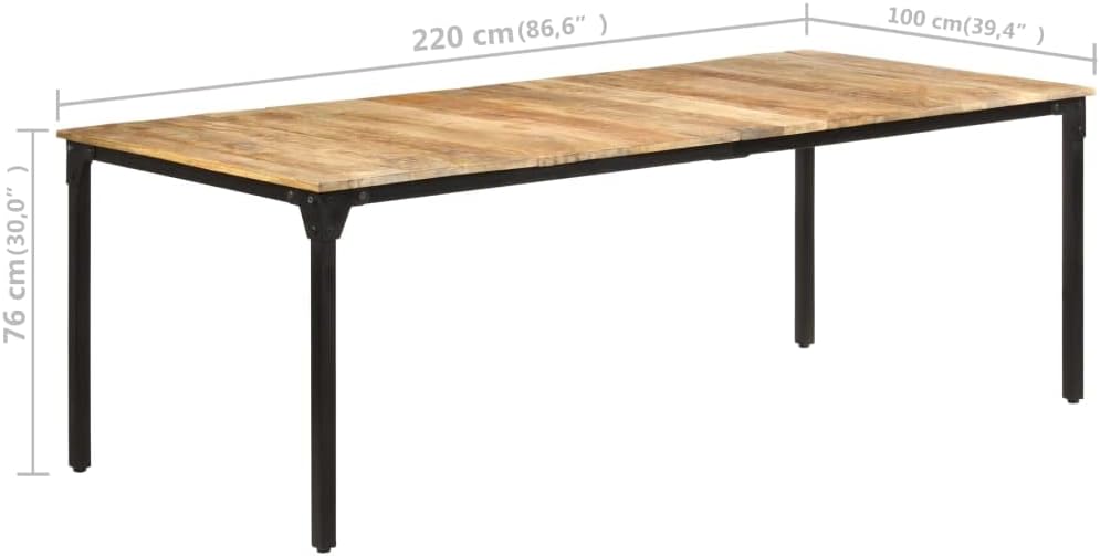 Dining table 220x100x76 cm raw mango wood