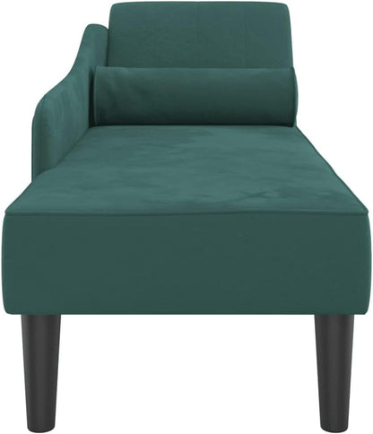 Chaise Longue – Lounge Sofa – Loungebank – Slaapkamerbank – Fluwelen Loungestoel – Donkergroen – Zacht Fluweel – Stevig Houten Frame