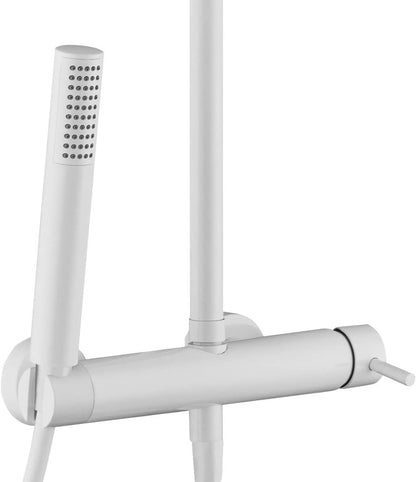 Regendouche – Douchekop – Handdouche – Regenkraan – Douche Set – Matte Witte Afwerking – Anti-Kalkfunctie – Universeel Geschikt