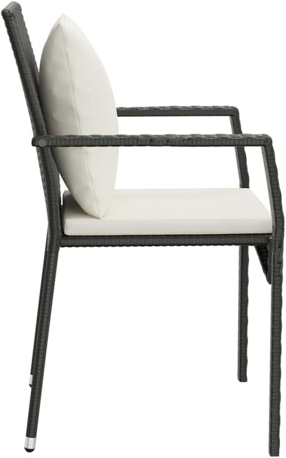 Lounge tuinmeubelen set terrasmeubels balkonmeubels tuinstoelen met kussens 2 stuks. Poly rotan zwart - QUORE