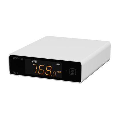Topping E50II DAC Compacte Hi-Res audio-desktop met AK4497S, DSD512, PEQ 10-bands en Bluetooth LDAC voor hoofdtelefoon en luidsprekers, wit