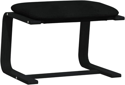 Relaxstoel – Poef – Tv-Stoel – Ligstoel – Enkele Stoel – Zwarte Ademend Stof – Massief Berkenhout Frame