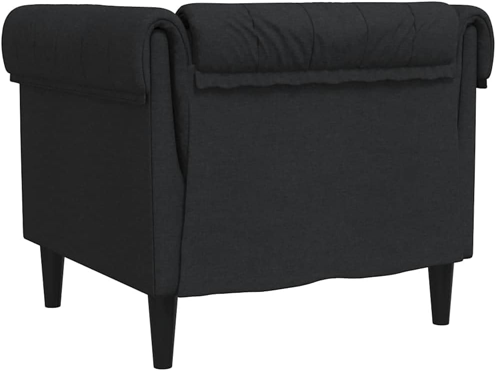 vidaXL Fauteuil Chesterfield-stijl stof zwart, relaxfauteuil, relaxstoel, armstoel, leunstoel, luie stoel, tv stoel, fauteuil stoel, design fauteuil