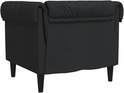 vidaXL Fauteuil Chesterfield-stijl stof zwart, relaxfauteuil, relaxstoel, armstoel, leunstoel, luie stoel, tv stoel, fauteuil stoel, design fauteuil