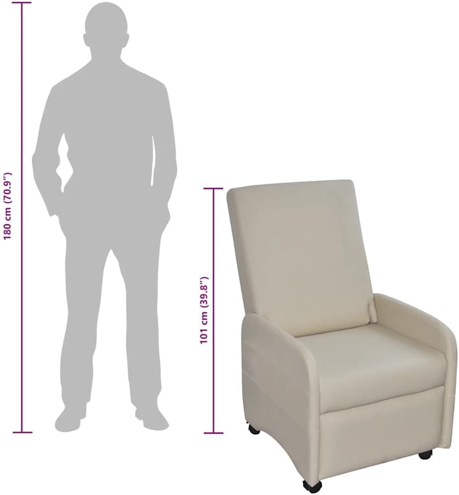 vidaXL Armchair Adjustable Faux Leather Cream Chair Armchair Relax Armchairs