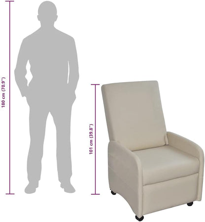 vidaXL Armchair Adjustable Faux Leather Cream Chair Armchair Relax Armchairs