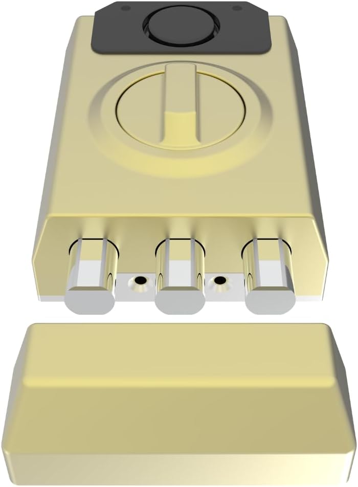 Lince SMARt7930 Slim deurslot - aangesloten nachtschoot 100 dB alarm, app-bediening, afstandsbediening en hoge beveiliging - USB-C oplaadbaar - goud