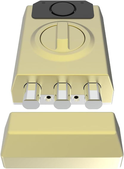 Lince SMARt7930 Slim deurslot - aangesloten nachtschoot 100 dB alarm, app-bediening, afstandsbediening en hoge beveiliging - USB-C oplaadbaar - goud