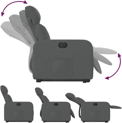 Relaxstoel Met opstahulp – Elektrische Relaxstoel – TV-stoel – Ligstoel – Elektrische Relaxfauteuil – Donkergrijs – Ademend Stof – Elektrisch Kantelsysteem tot 135°