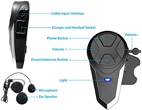 QSPORTPEAK BT-S3 2 stuks Bluetooth motorfiets intercom, communicatiesysteem, 800 m, waterdicht, voor 2-3 personen, geschikt voor paardrijden/skiën