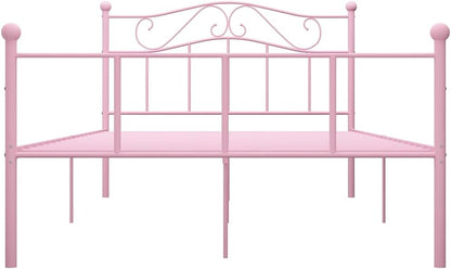 vidaXL Bedframe metaal roze 160x200 cm