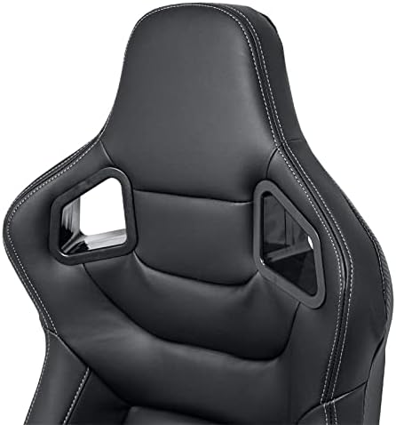 AutoStyle Sportstoel 'RK' - Zwart Kunstleder + Zilveren stiksels - Dubbelzijdig verstelbare rugleuning - incl. sledes