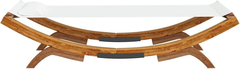 Buitenligstoel – Ligstoel – Tuinstoel – Zonnebed – Strandstoel – Gebogen Massief Houten Frame – Comfortabel Crème Polyester