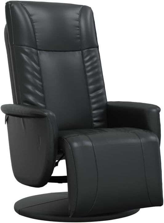 Fauteuil Verstelbaar Met Voetensteun – Relaxfauteuil – Leunstoel – Draaifauteuil – Tv Stoel – Zwart Kunstleer – 360 Graden Draaibaar – Stevig Multiplex Frame