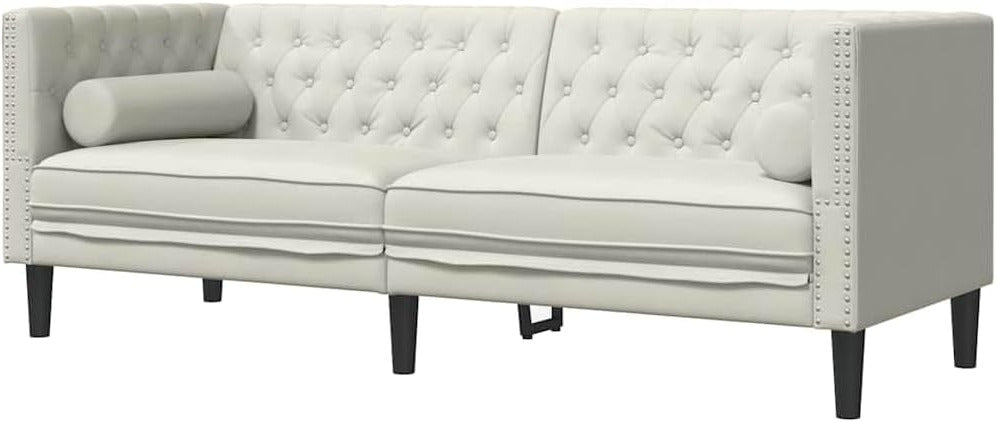 vidaXL Chesterfield Style 3 Seater Sofa with Bolsters Velvet Cream Color 3 Seater Sofa 3 Seater Sofa 3 Seater Sofa 3 Seater Sofa 3 Seater Sofa - QUORE