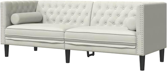 vidaXL Chesterfield Style 3 Seater Sofa with Bolsters Velvet Cream Color 3 Seater Sofa 3 Seater Sofa 3 Seater Sofa 3 Seater Sofa 3 Seater Sofa - QUORE