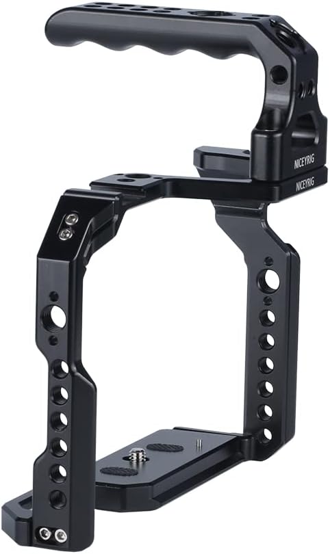 Camerakooi met Bovenhandgreep voor 90D/80D/70D – Camera Cage – DSLR Rig – Camera Rig – Videokooi – Aluminiumlegering – NATO Rail en 2 Cold Shoe