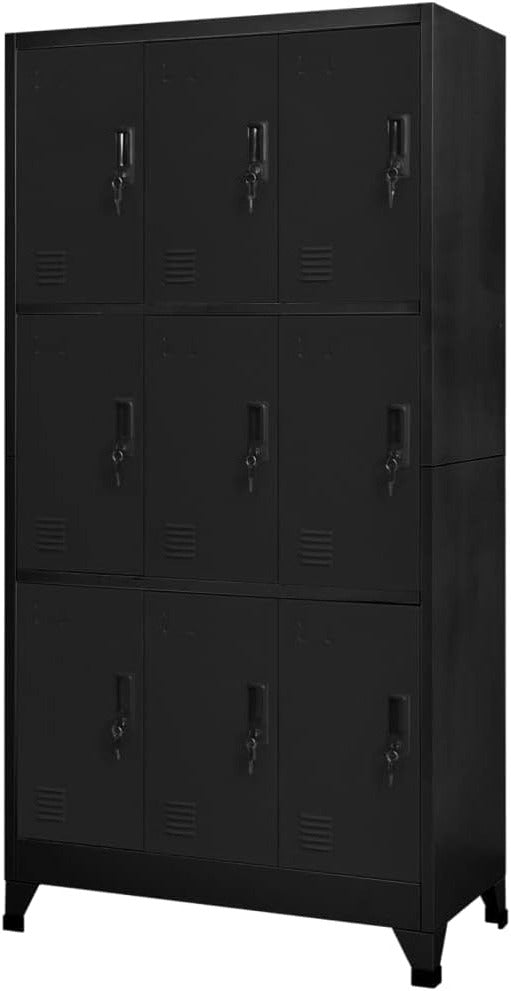 vidaXL Locker cabinet 90x45x180cm steel black, storage cabinet, locker, locker, locker, cabinet, safe, storage cabinet, steel locker, office cabinet, storage cabinets, cupboards - QUORE
