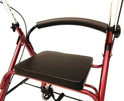 Rode opvouwbare aluminium rollator - wandelaar met 4 wielen voor senioren