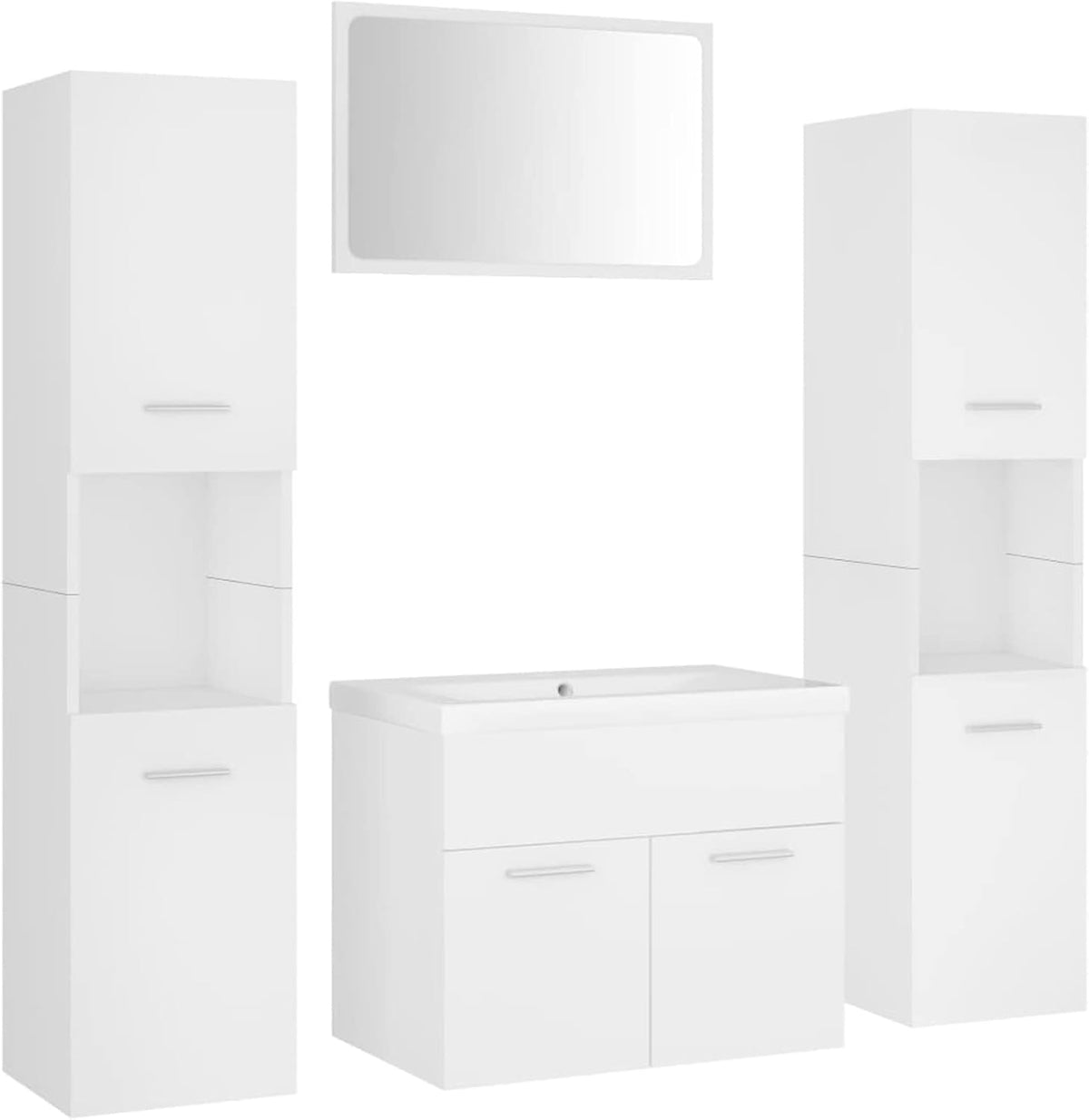 LAPOOH Bathroom Furniture Set White Engineered Wood,Bathroom Furniture,Bathroom Furniture Set-3071225 - QUORE