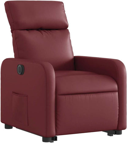 Relaxstoel Met Opstahulp – Elektrische Relaxstoel – Tv-Stoel – Ligstoel – Relaxfauteuil – Wijnrood Kunstleer – Elektrisch Kantelsysteem – Automatische Ligfunctie 135°