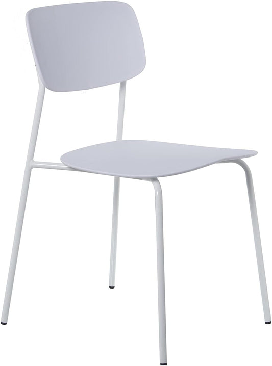 DRW Set van 4 stoelen van polypropyleen en metaal in wit, 43 x 48 x 78 cm, zithoogte 44 cm