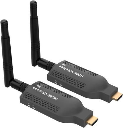 EXVIST Draagbare draadloze HDMI-zender en -ontvangerset, 492t lang bereik, HD-overdracht 1080P, plug & play voor tv/projector, ideaal voor thuisbioscoop, presentaties