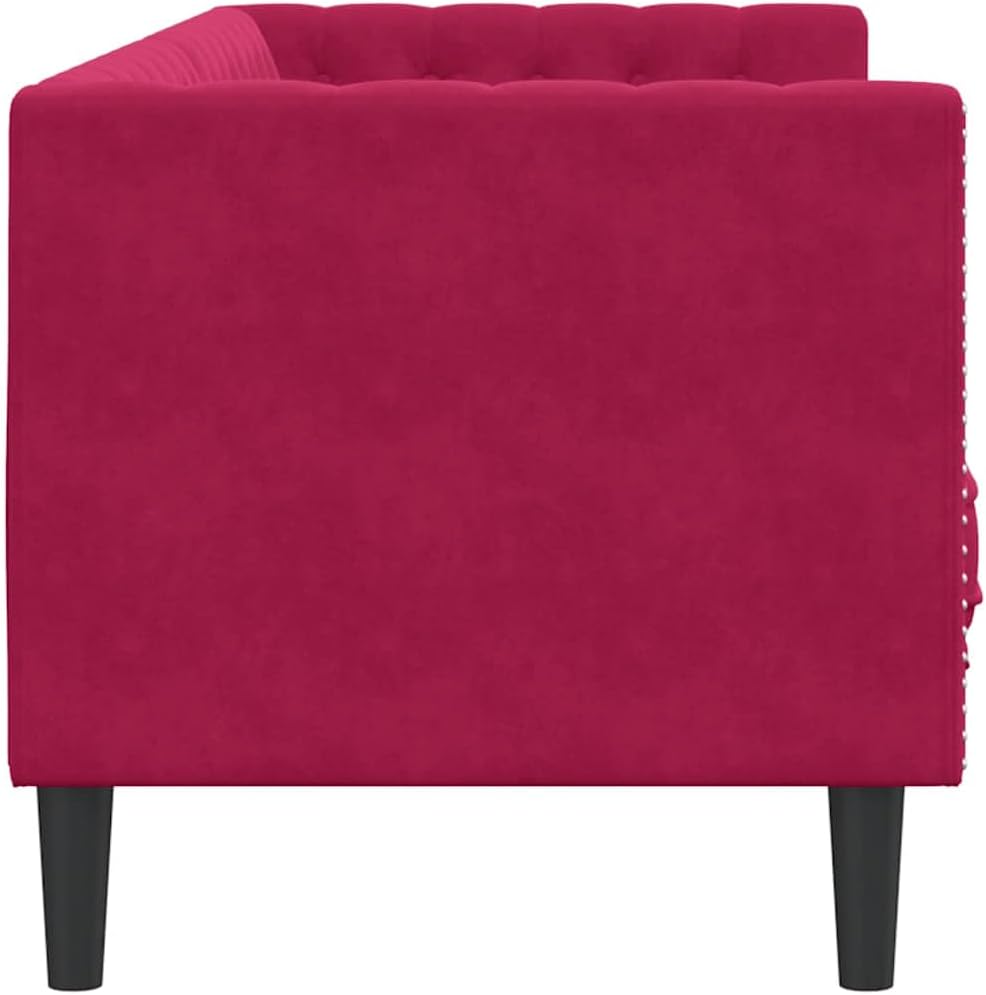 vidaXL Chesterfield Style 3 Seater Sofa with Bolsters Velvet Wine Red 3 Seater Sofa 3 Seater Sofa 3 Seater Sofa 3 Seater Sofa 3 Seater Sofa - QUORE