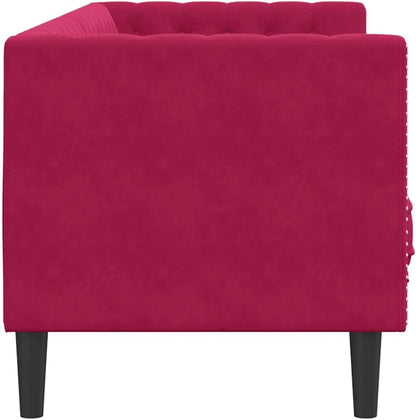 vidaXL Chesterfield Style 3 Seater Sofa with Bolsters Velvet Wine Red 3 Seater Sofa 3 Seater Sofa 3 Seater Sofa 3 Seater Sofa 3 Seater Sofa - QUORE