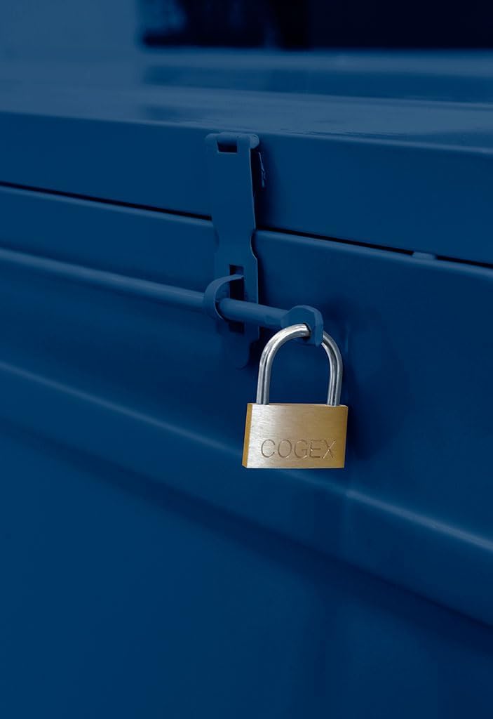 Cogex - Set van 3 metalen dozen, hangslot, blauw, 70700 x 330 x 310 mm, 100800 x 390 x 340 mm, 150900 x 450 x 370 mm