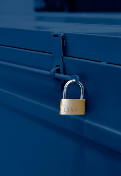 Cogex - Set van 3 metalen dozen, hangslot, blauw, 70700 x 330 x 310 mm, 100800 x 390 x 340 mm, 150900 x 450 x 370 mm
