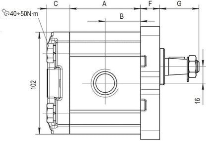 Hydraulische pomp, 18,75 l/min, astype - conisch 1:8, poorttype: GAS (BSP)