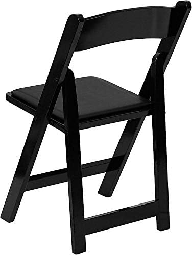 Flash Furniture Hercules klapstoel, hout, met gevoerde vinylzitting, zwart, 4 stuks - QUORE
