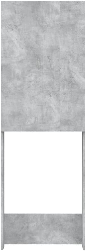 Wasmachinekast – Opbergkast – Badkamerkast – Wasruimte Meubel – Betongrijs – 64x25,5x190 cm – Stevig Spaanplaat – Strak Industrieel Design