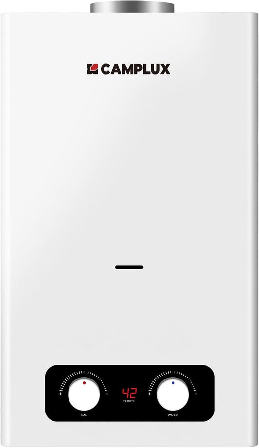 CAMPLUX BY264-DE Doorstroomboiler op gas, voor binnen, 10 liter, voor keuken-/balkoninstallatie, 50 mbar, LPG, 3 V, 20 kW