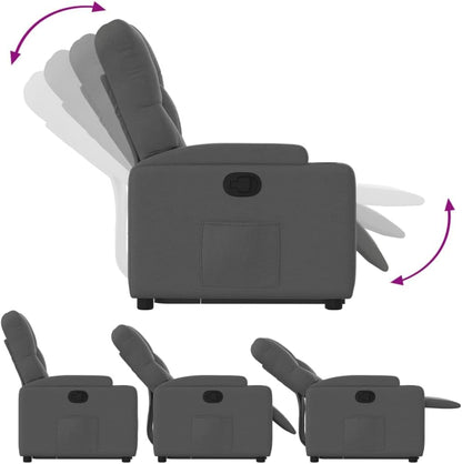 Relaxstoel met opstahulp – Elektrische Relaxstoel – Tv-stoel – Ligstoel – Verstelbare Fauteuil – Donkergrijs Stof – Handmatige Ligfunctie – Stevig Hout-Metalen Frame
