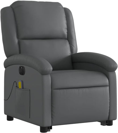 Electric Folding Massage Chair Made of Faux Leather Grey Relax Chair Recliner Chair Electric Relax Chair - QUORE